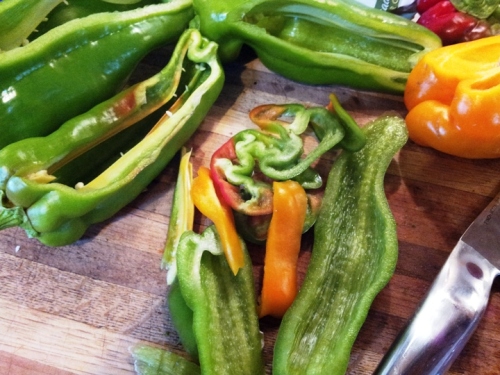 cut opening in peppers